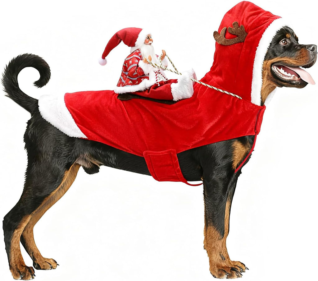 BWOGUE Santa Dog Costume, Dog Christmas Outfit, Santa Rider Costume, Large