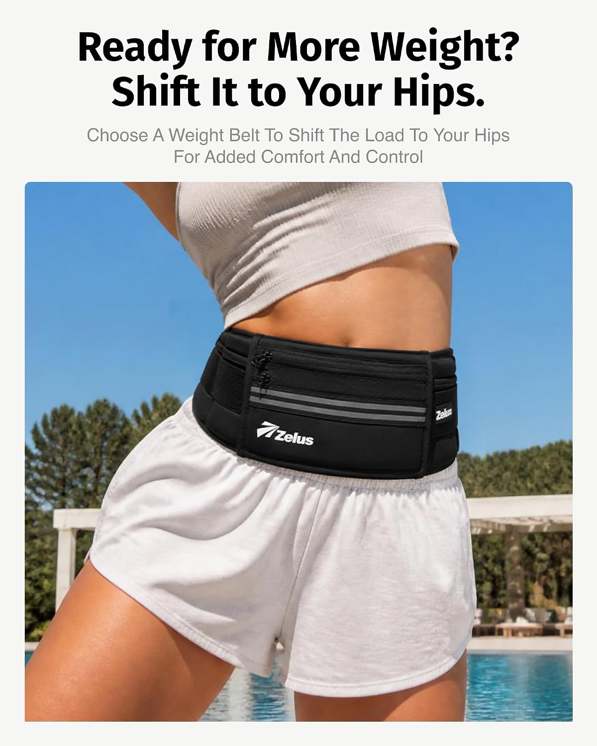 ZELUS Weighted Belt for Women Men, 6/8/10lb Z-Fit Adjustable Weighted Belt