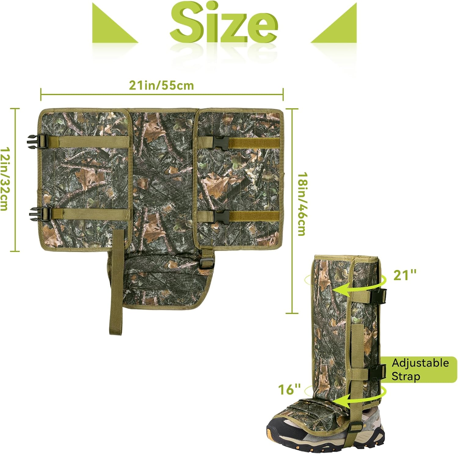 Snake Gaiters for Men & Women, Shoe Gaiters for Hunting, Hiking, Fishing, Farm Working, Snake Gators for Men & Women