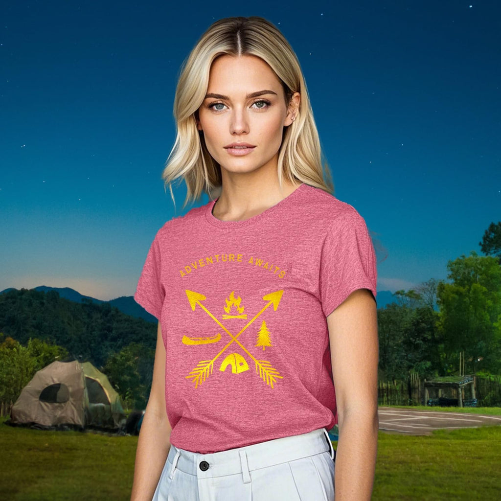 Womens Adventure Awaits Shirts Outdoor Lifestyle Camping Hiking T-Shirt Nature Travel Camp Life Tee