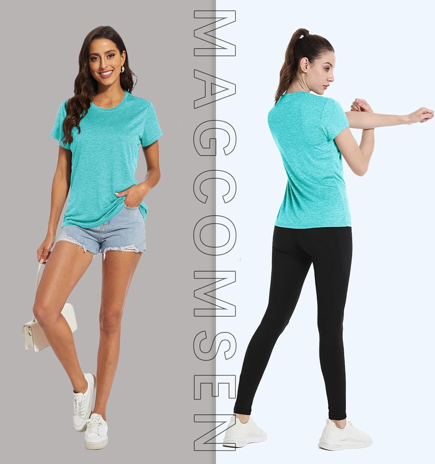 MAGCOMSEN Women's Workout Tops Quick Dry Athletic Moisture Wicking Shirts