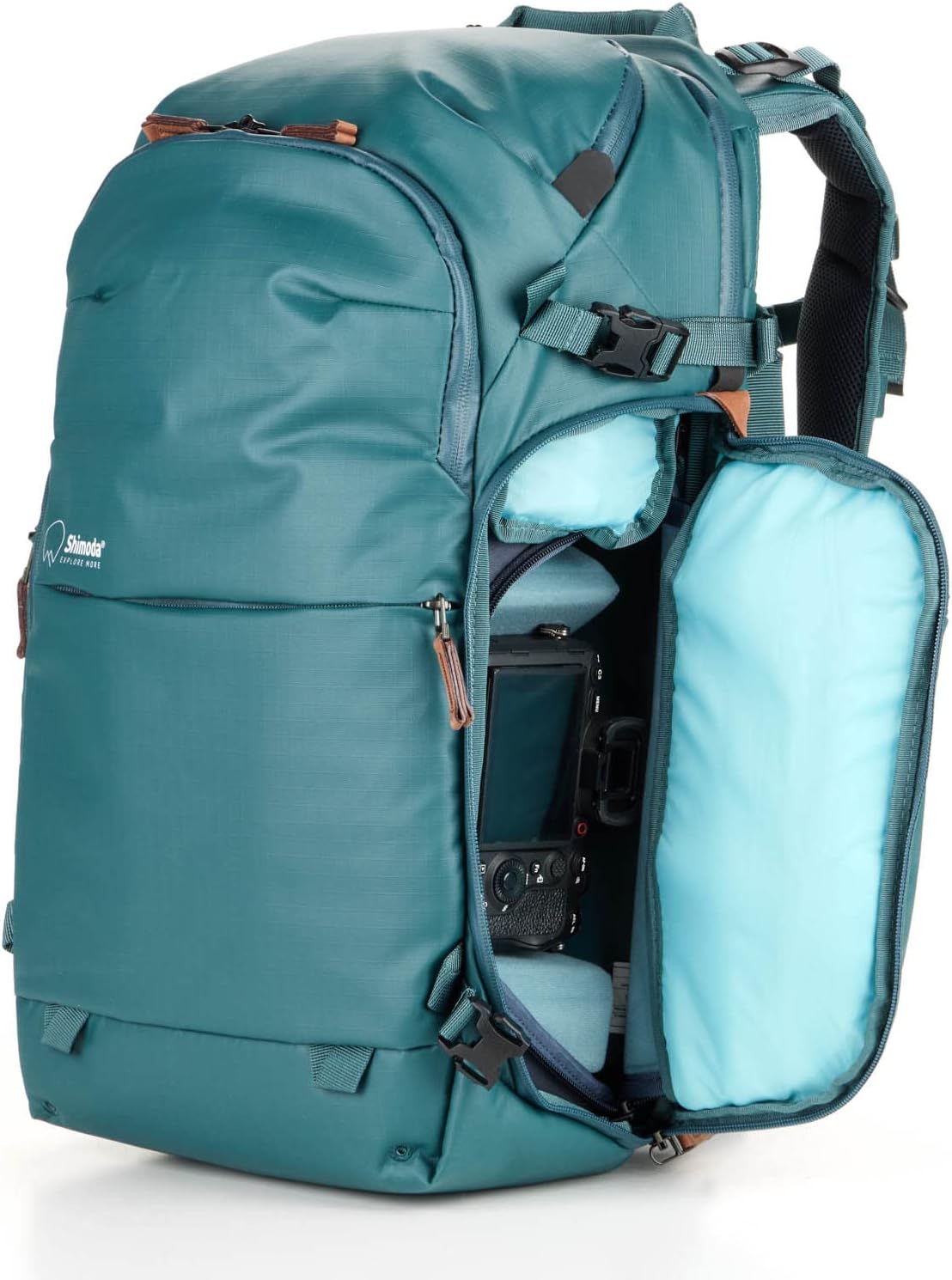 Shimoda Explore v2 25 Women's Starter Kit, Outdoor Photography Adventure Backpack with Small Mirrorless Core Unit, Fits Mirrorless and DSLR Cameras, 14-inch Laptop Sleeve, Rain Cover Included, Teal