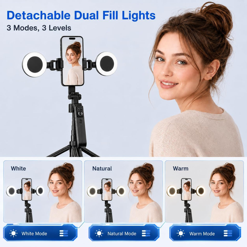 Tripod for iPhone, Black 70.9 in Auto Face Tracking Selfie Stick for iPhone