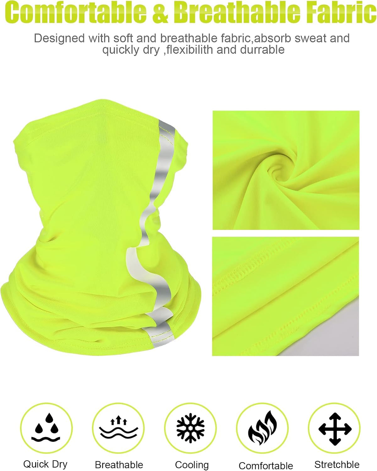 SATINIOR 8 Pack Reflective Neck Gaiters UV Protection Cooling Face Masks
