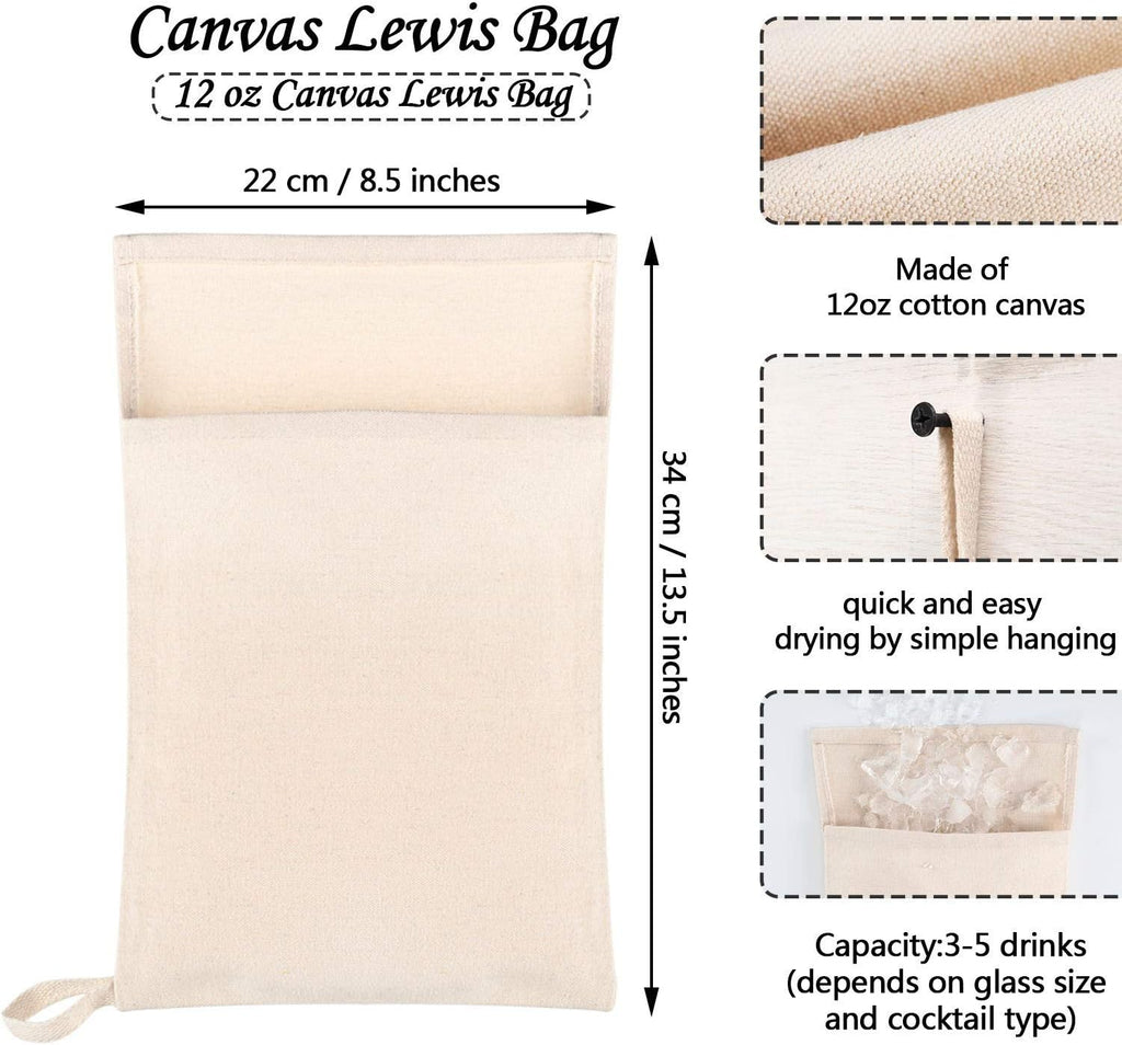 Boao 2 Pcs Canvas Lewis Ice Crushing Bag, Professional Bartender Kit