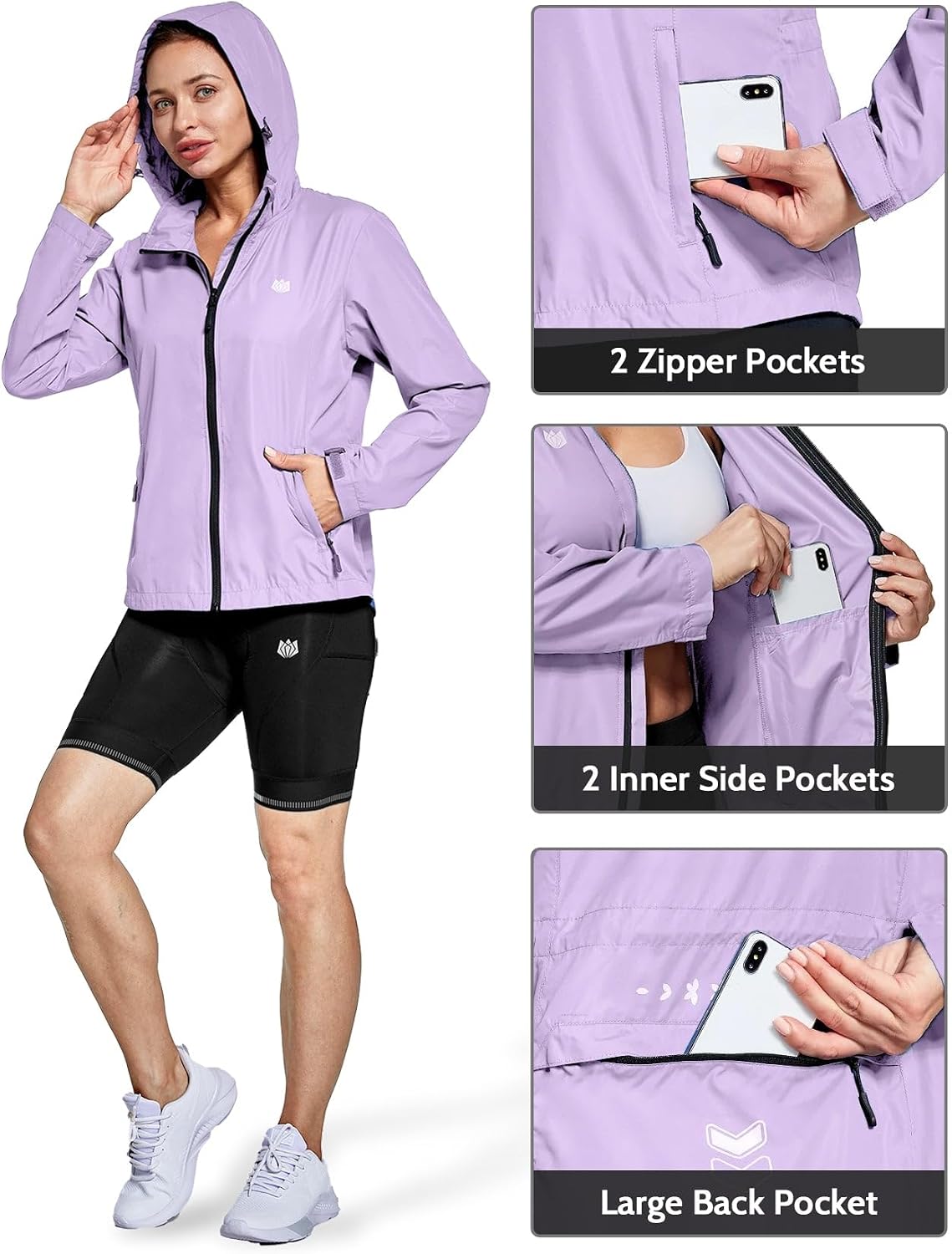 FitsT4 Sports Womens Running Cycling Windbreaker Reflective Jackets Hooded