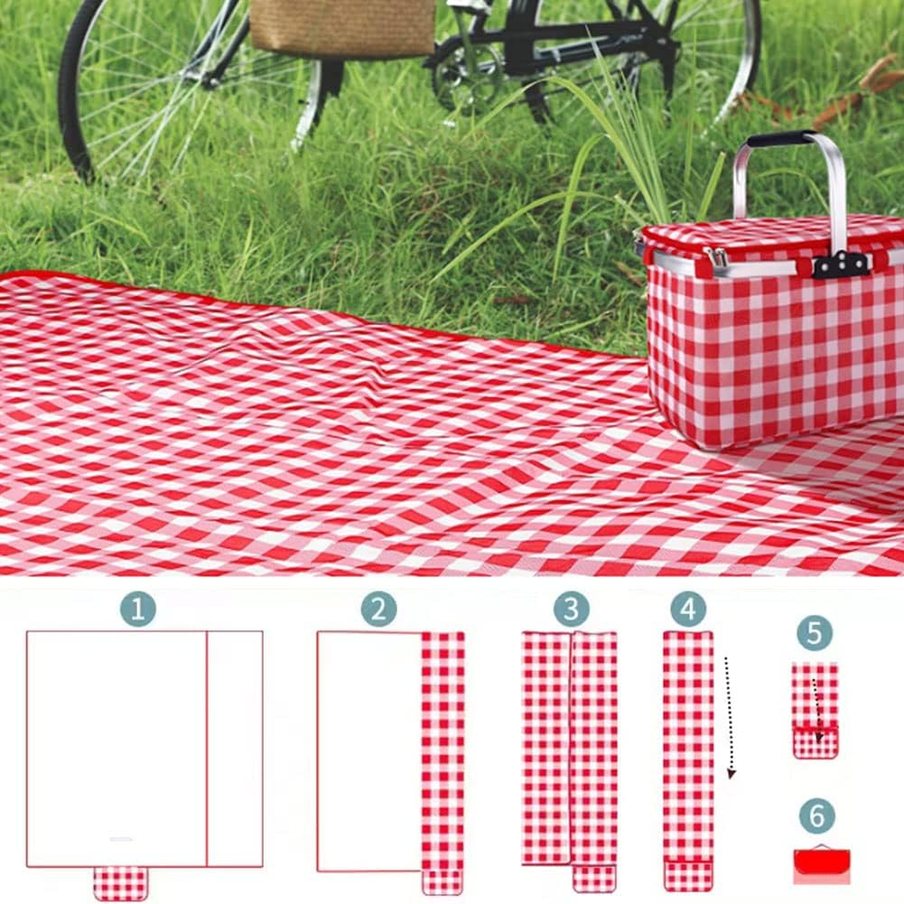 K Y KANGYUN Outdoor Picnic Blankets, Extra Large Beach Blanket, Foldable Lightweight Waterproof Sand Mat, Picnic Blanket 80" x 60" for Beach Camping Hiking Park Patio (Red, 80x60 inch)