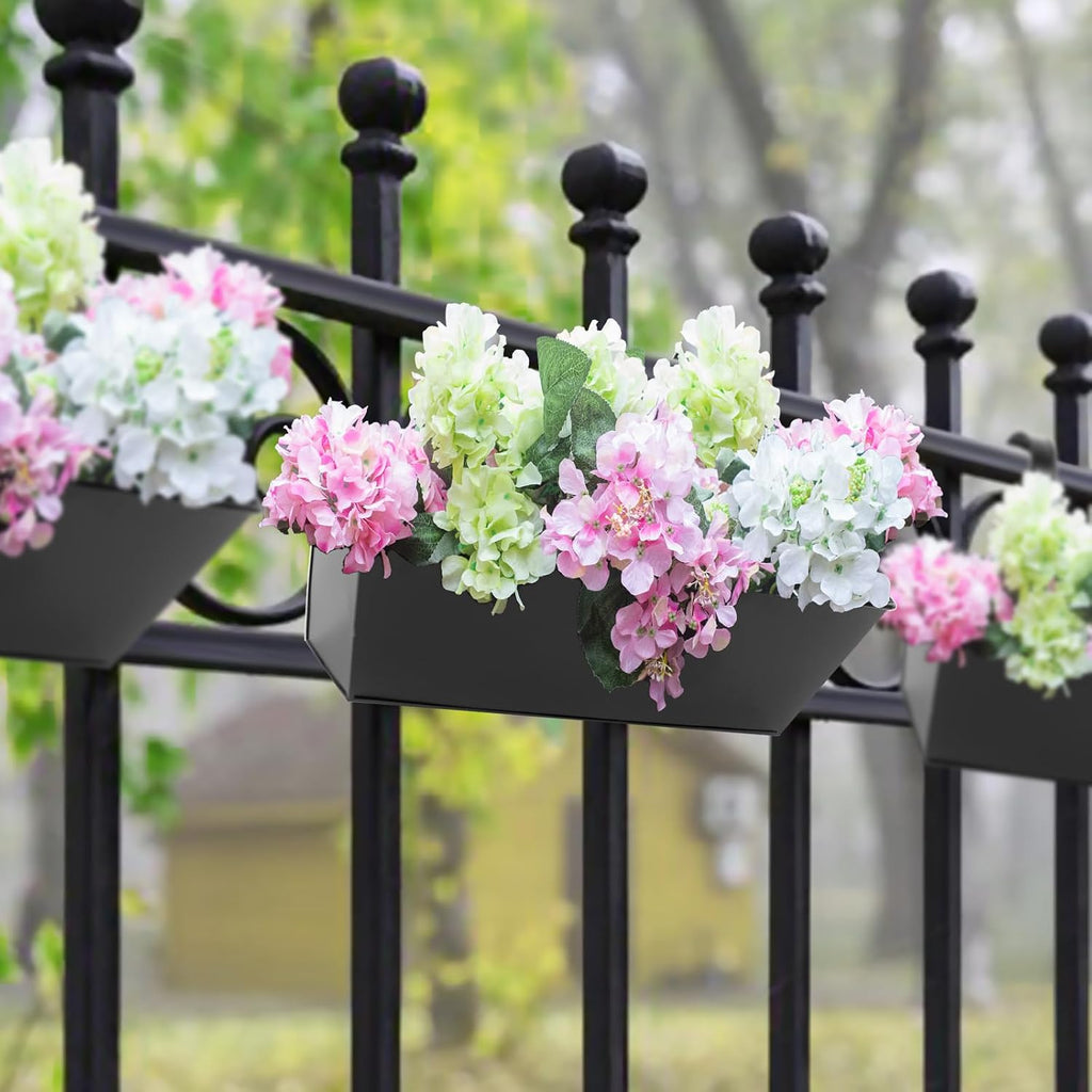 16 Inch Railing Planters Box Metal Hanging Flower Pot 3 Pcs