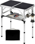 Folding Picnic Table 2ft Portable Camping Table Adjustable Heights, Black