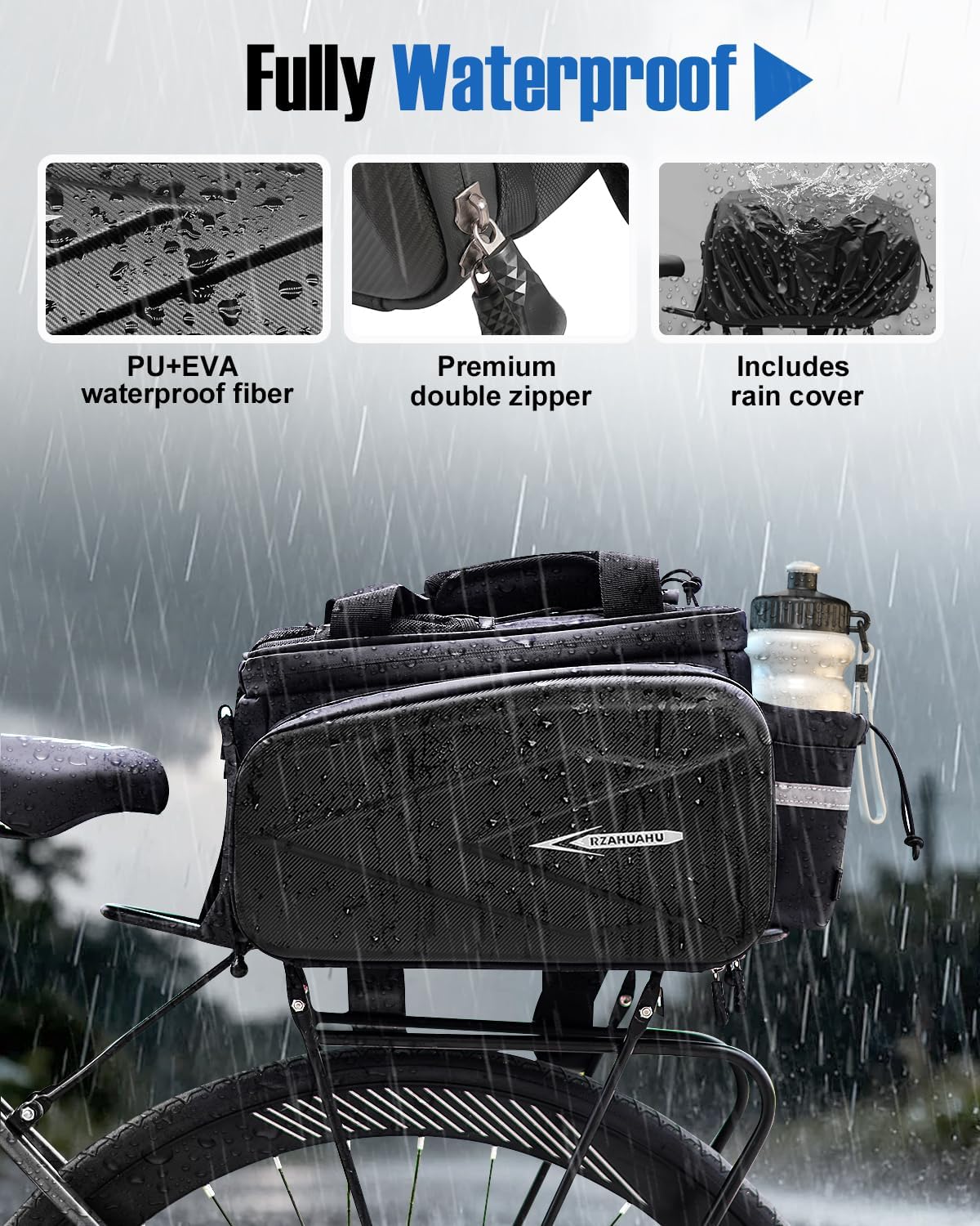 NDakter Bike Rear Rack Bag, 20L Waterproof Insulated Cooler Bag
