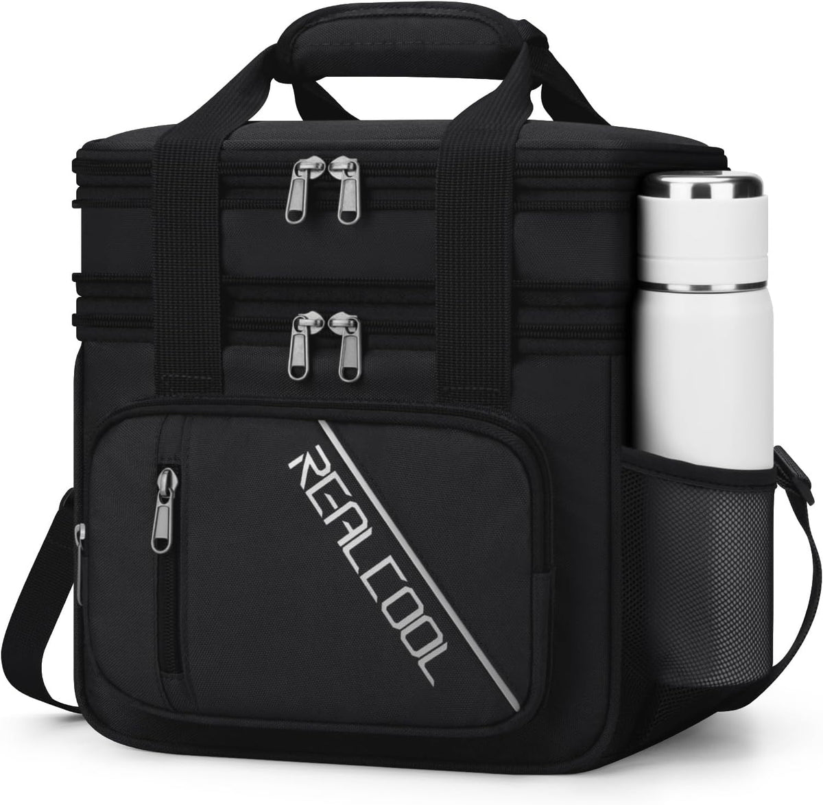 RealCool Insulated Lunch Bag, Portable Double Deck Lunch Box for Men Women