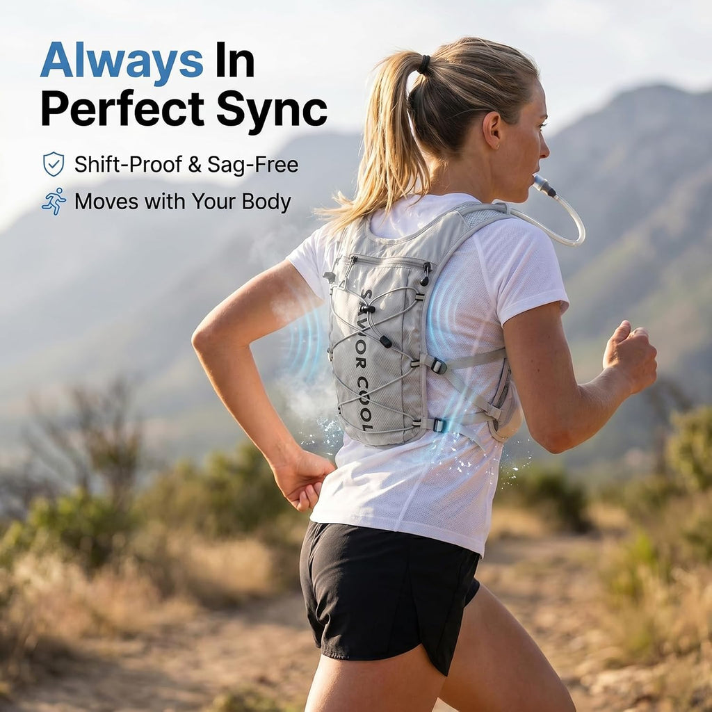 Cooling Hydration Backpack with 3 Removable Ice Packs, 2L BPA-Free Water Bladder, Adjustable Lightweight Outdoor Vest for Running, Trail Running, Hiking, Cycling, and Marathon Training