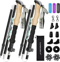 Walking Trekking Poles 2 Pack - 5 Section Lightweight Aluminium Alloy with Anti Shock & Quick Flip Lock - Cork EVA Handle, Adjustable 108-128CM - for Hiking, Camping, Travel