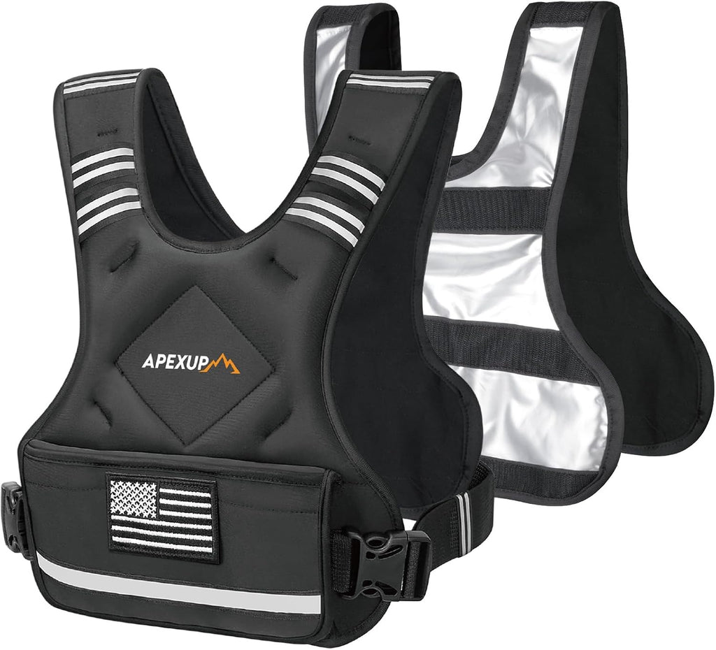APEXUP Adjustable Weighted Vest, 4-10lb/12-18lb/20-32lb Vest with 6 Ironsand Weights and Large Pocket, Weight Vest for Men Women Strength Training, Running, Walking