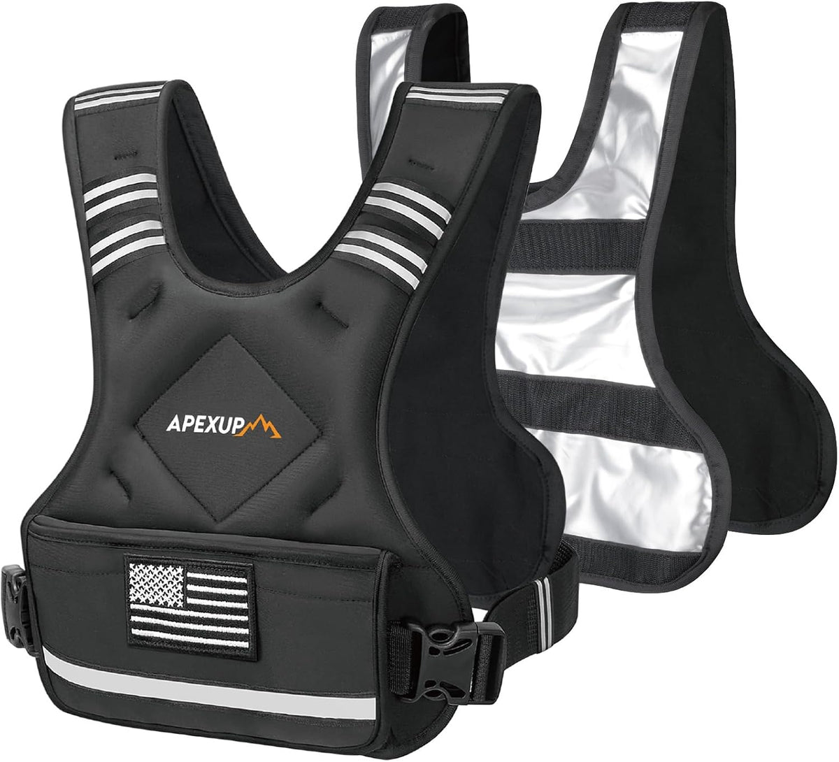 APEXUP Adjustable Weighted Vest, 4-10lb/12-18lb/20-32lb Vest with 6 Ironsand Weights and Large Pocket, Weight Vest for Men Women Strength Training, Running, Walking
