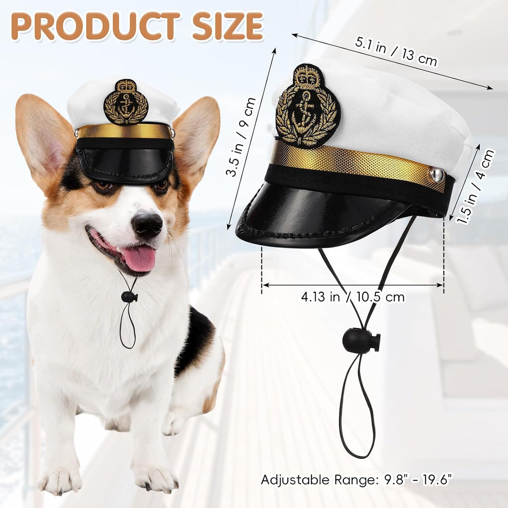 Amosfun Dog Captain Hat, Adjustable Pet Sailor Cap, Nautical Photo Prop