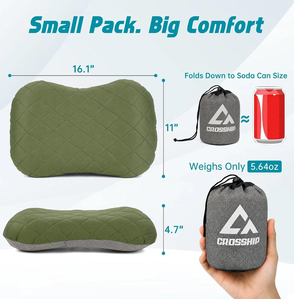 Inflatable Camping Pillow with Removable Washable Cover