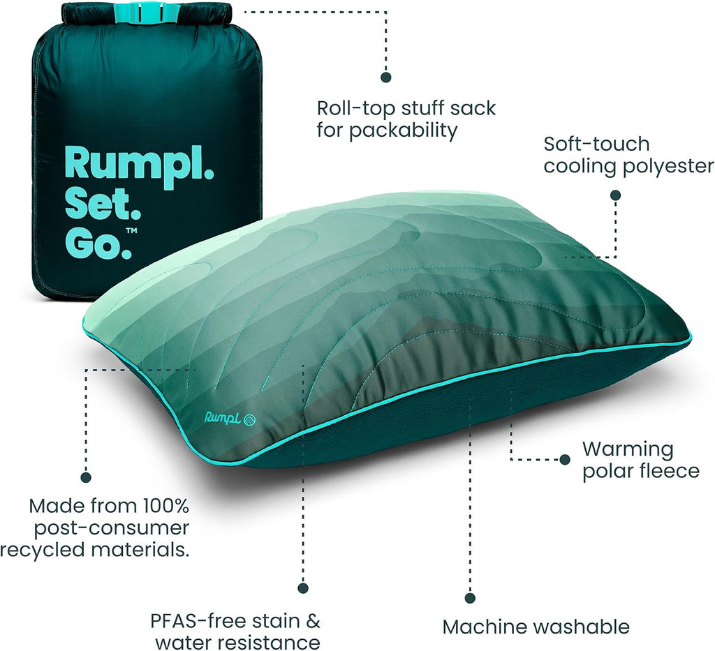 Rumpl Camp Pillow - Packable, Adjustable Comfort, Cascade Fade