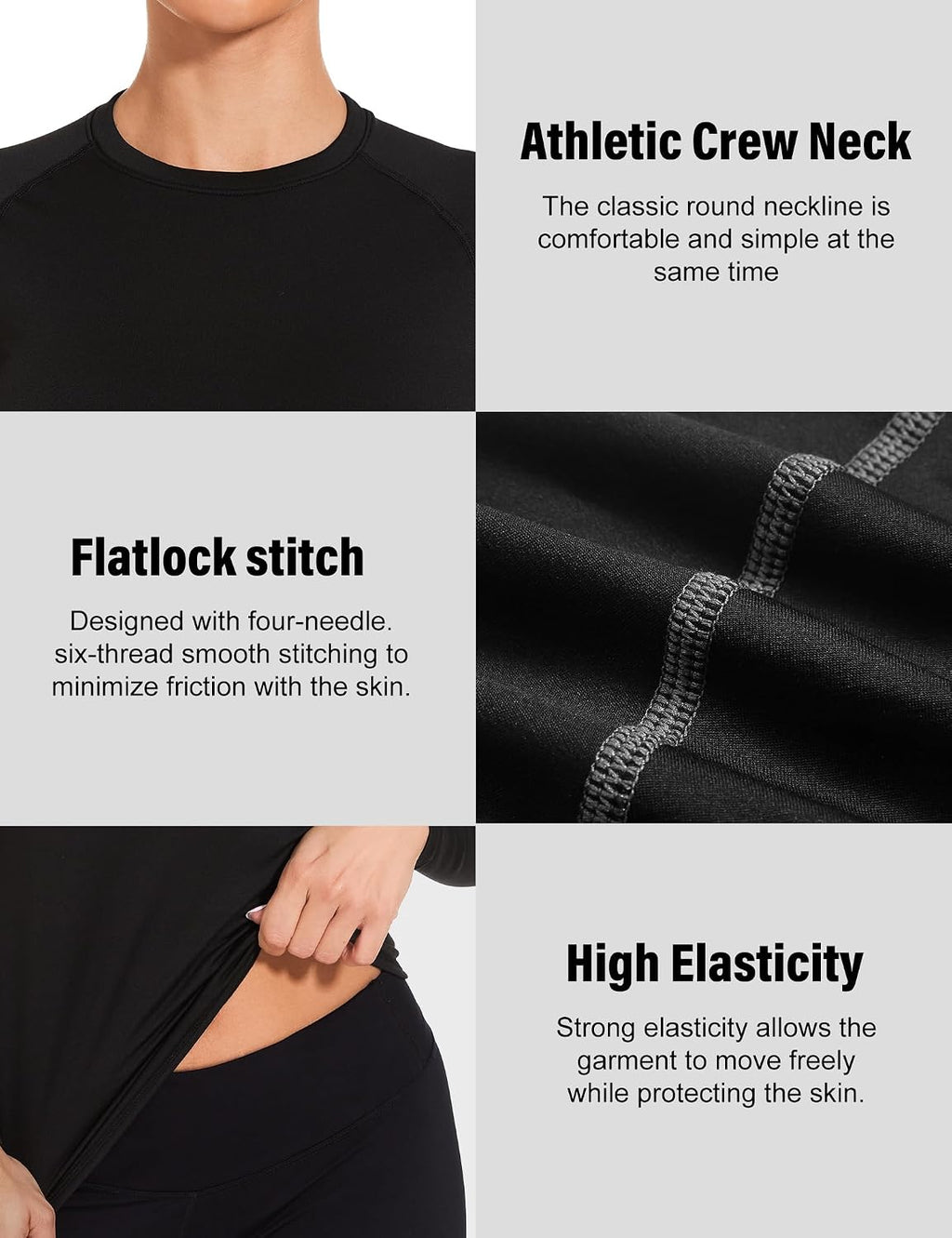 HovSiyla Womens Thermal Compression Long Sleeve Shirts Fleece Lined Tops Crew Neck Slim Fit Base Layer Ladies Underwear