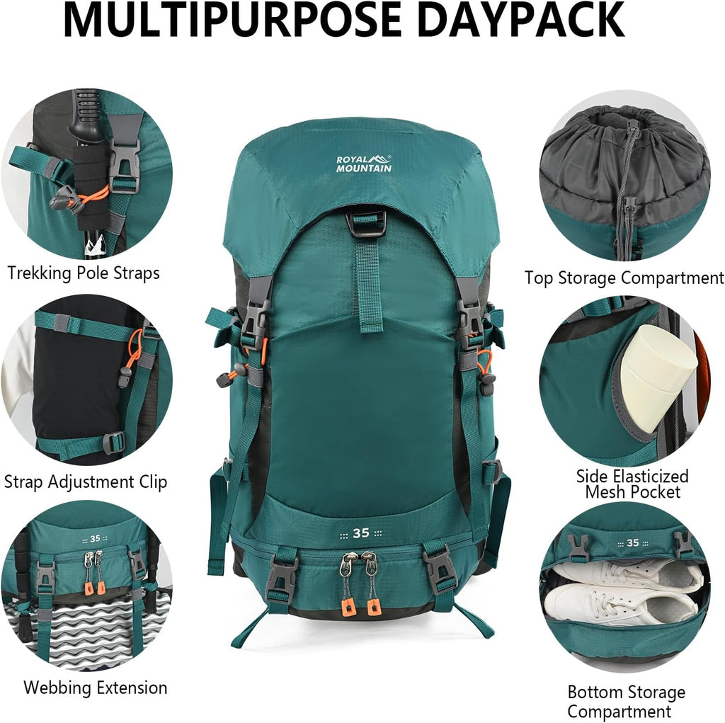 Hiking Backpack for Women Men,30+5L Waterproof Camping Backpacking Backpack