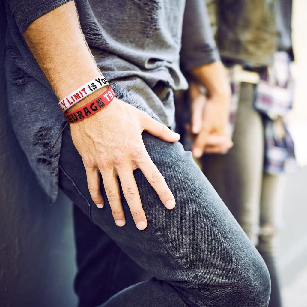 QEERBSIN Motivational Wristbands Inspirational Silicone Bracelets