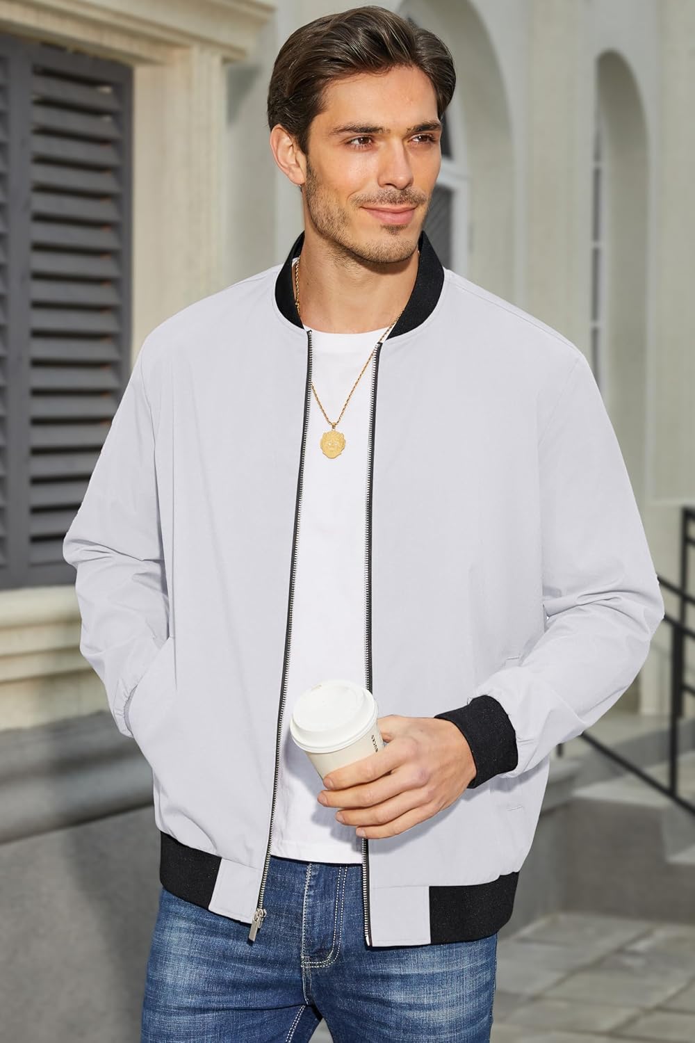 MAGCOMSEN Men's Bomber Jacket Lightweight Full Zip Windbreaker Jackets