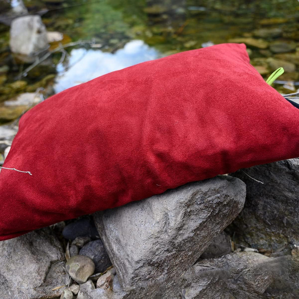 ZOOOBELIVES Down Filled Camping Pillow for Travel, Washable Soft Cover, Small Camp Cushion for Neck & Lumbar Support On-The-Go, Ultralight & Compressible for Hiking Backpacking - AlpliveS2046