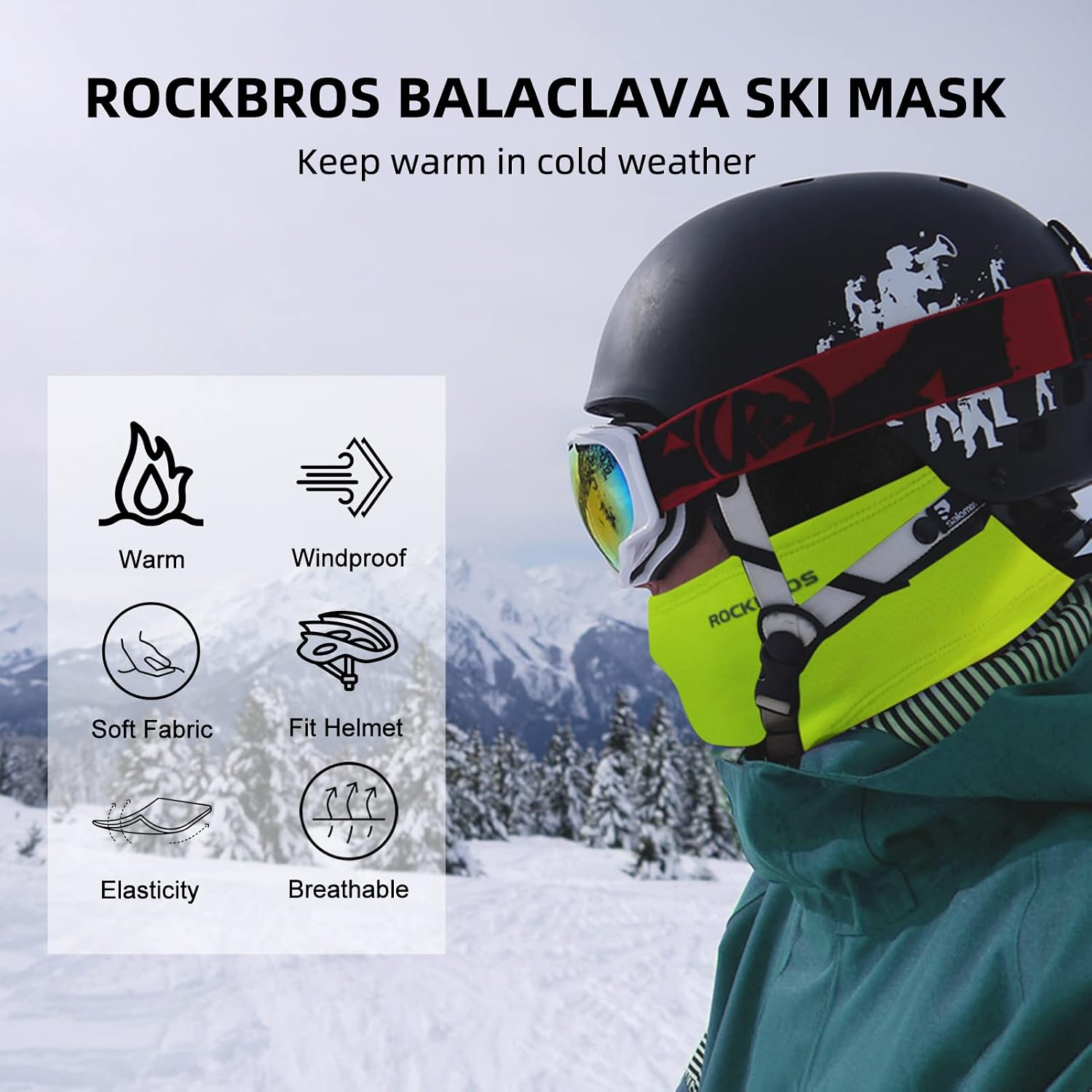 ROCKBROS Windproof Thermal Balaclava Ski Mask for Men and Women Cycling