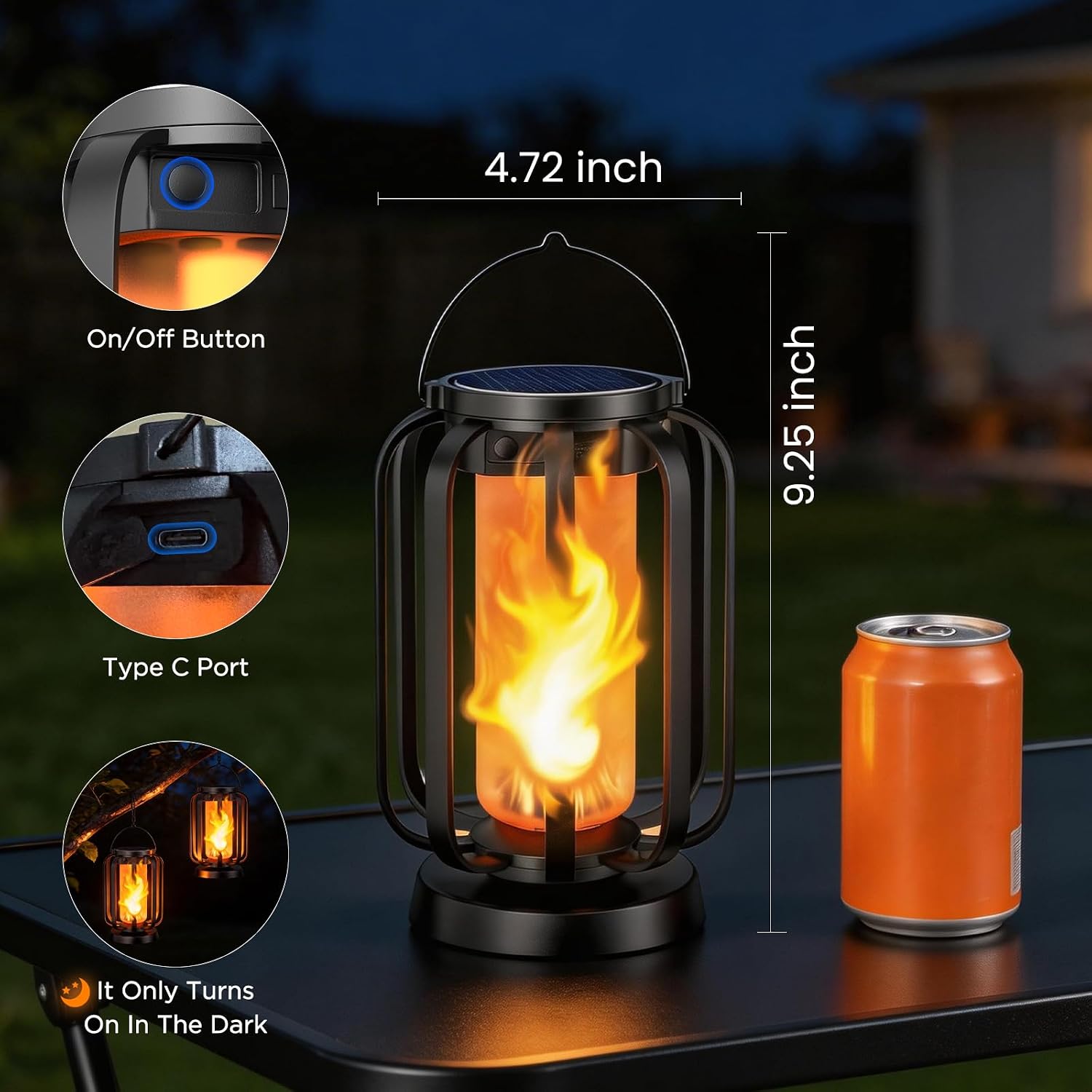 Hompavo Gen2 Solar Lanterns Outdoor Lights with Ultra-Real Flame