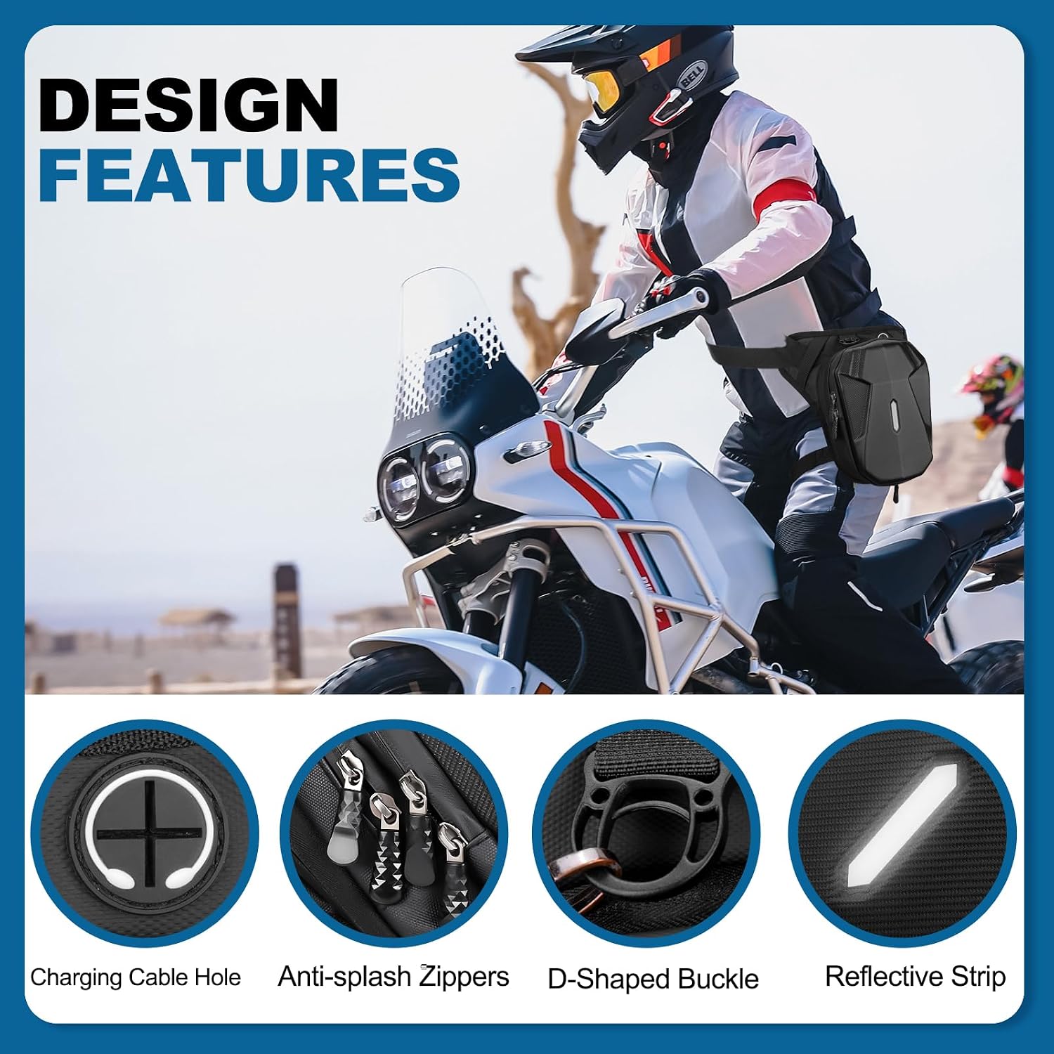 ISEYOU Thigh Bag, Motorcycle Leg Bag for Men Women, Drop Leg Bag with Removable Leg Straps, Multifunctional Gear Bags for Cycling Hiking Camping Fishing Travel Outdoor