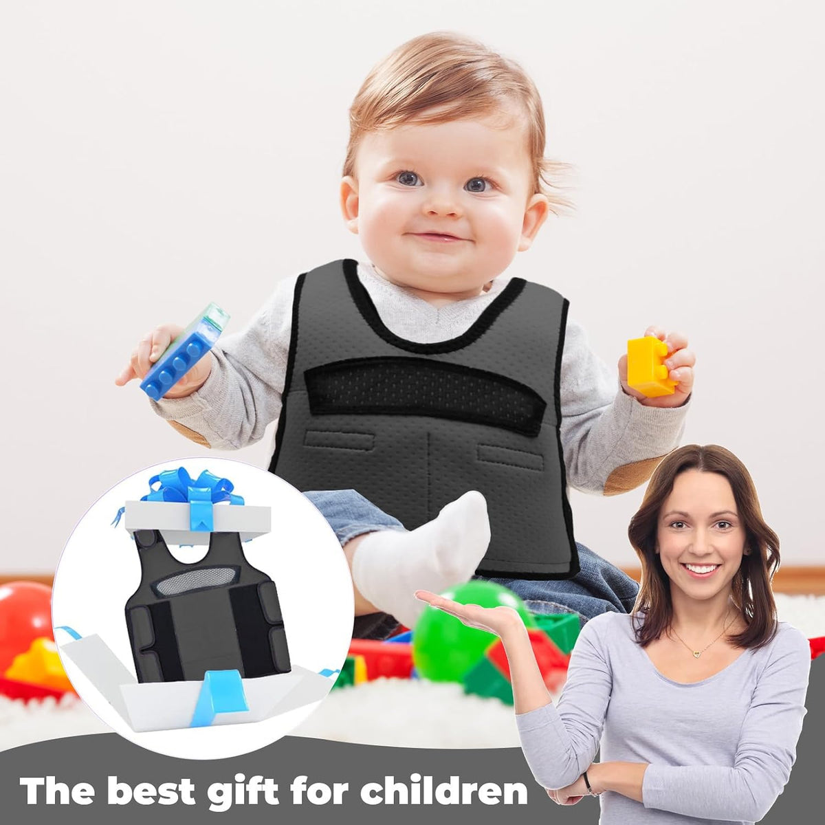 Weighted Vest for Kids Including 6 Removable Weights, (Small, Ages 2 to 5)