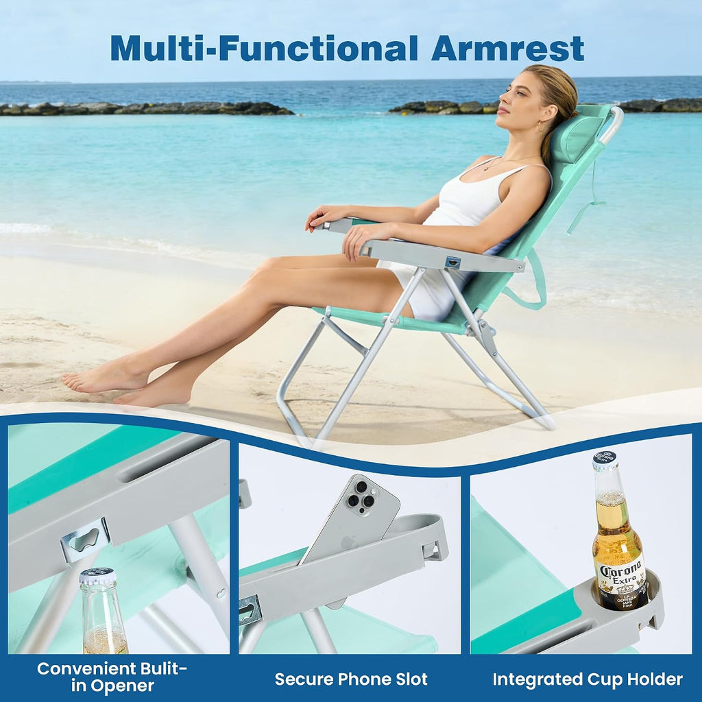 SUNNYFEEL Tall Beach Chair for Adults, High Back High Seat Folding Chairs