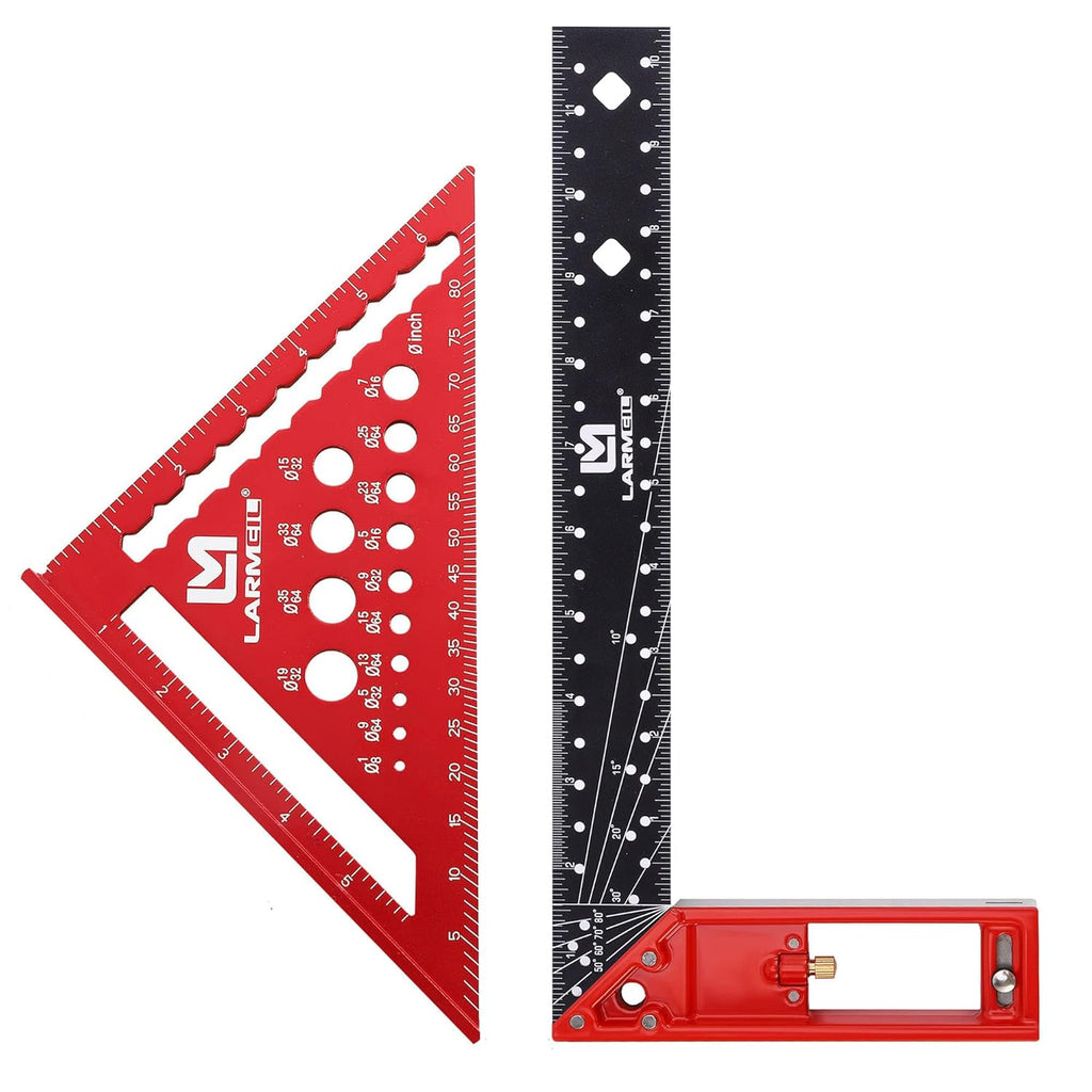 12 Inch Framing Carpenter Square, Woodworking Square Ruler, Try Square Tool, L Square Ruler, Layout Tool, Right Angle Ruler with Retractable Ledge and Scribe Mark Pin