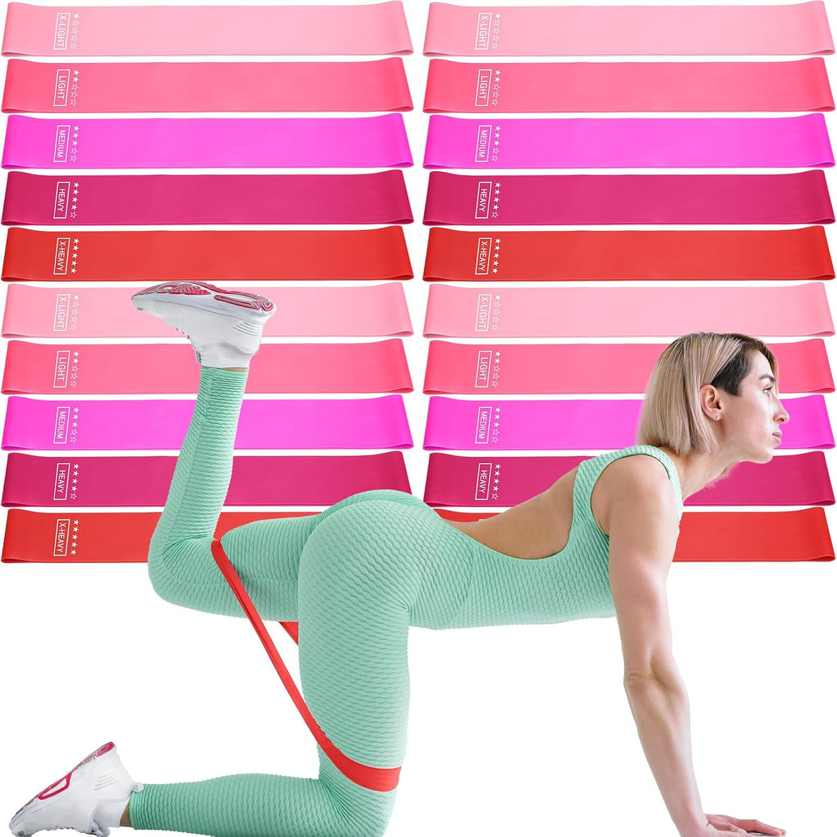 Deekin 20 Pcs Resistance Bands for Women Men 10-115 Lbs 5 Different Resistance Levels Loop Exercise Bands for Leg Working Gym