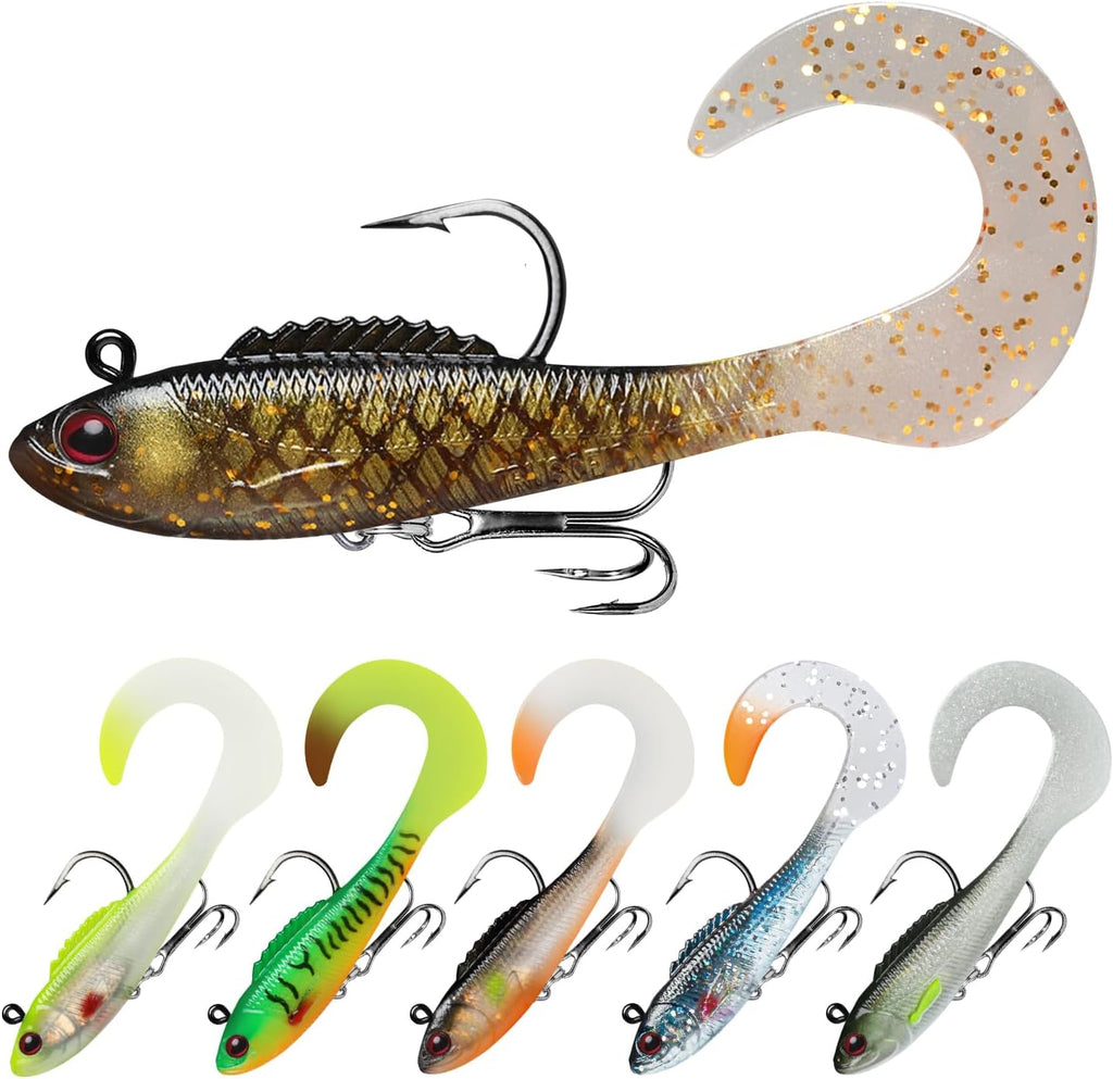 TRUSCEND Shadtale Easy Catch Soft Fishing Lures, Unique Vibration and Action for Various Rigs, Paddle Tail Swimbaits Trailer for Bass, Trout, Crappie, Walleye, Redfish, Saltwater & Freshwater Fishing