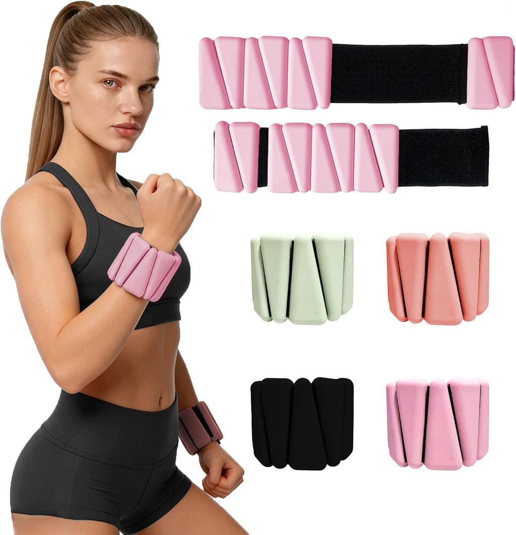 Wrist Weights set for Women, 2 sets of 1 lb each, Silicone Ankle & Wrist Weights for Women & Men, Adjustable Weight fit for Yoga, Dance,Hiking, Jogging,Pilates, Aerobic Exercise and Strength Exercise