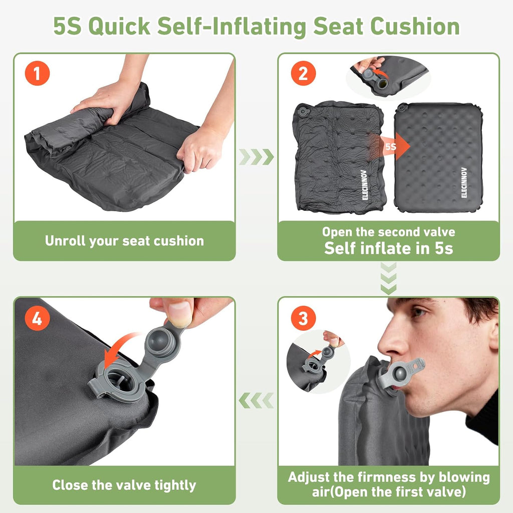 Inflatable Seat Cushion, Self Inflating Compact Stadium Seat Cushion