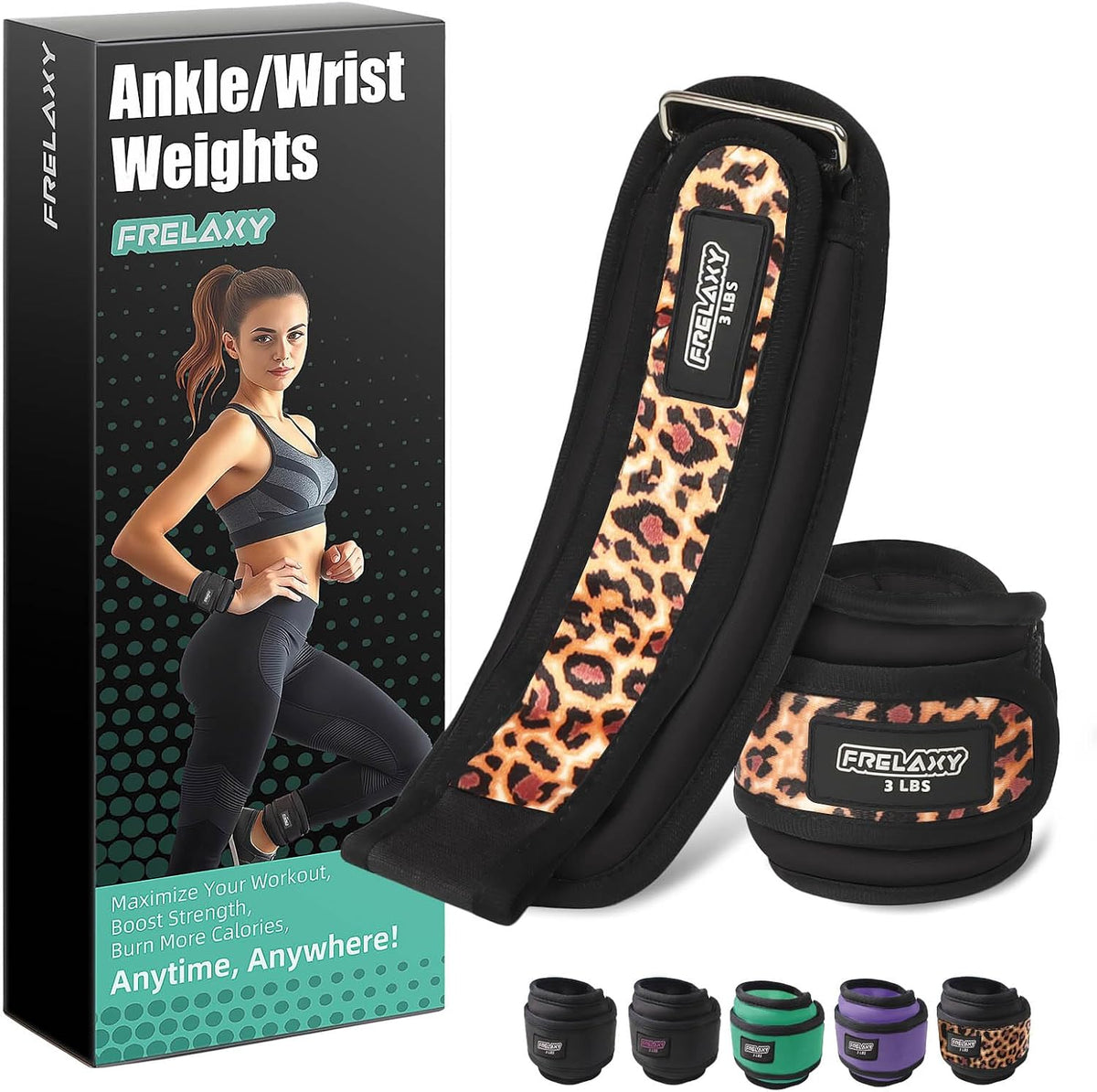 Frelaxy Ankle Wrist Weights for Women Men Kids, Comfy& Adjustable Leg Arm Weights Set for Walking, Gym, Yoga, Pilates, Dance, Cardio & Strength Training 1lb 2lbs 3lbs 1 Pair