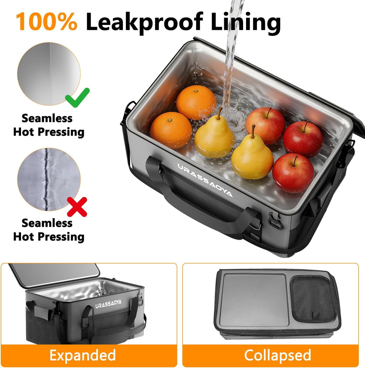 [2026 Updated] 50 Can Collapsible Soft Cooler Bag with Hard PP Lid, Leakproof Insulated Cooler with Quick-Access Top Hatch, Bottle Opener & Mini Table for Beach, Camping, Travel