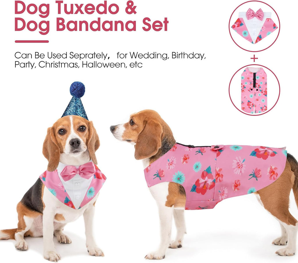 Kuoser Dog Tuxedo, Dog Suit and Bandana Set, Dogs Costume with D-Ring