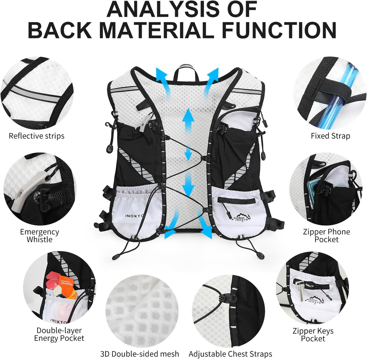 IX INOXTO Running Vest Hydration Backpack, Lightweight Running Backpack