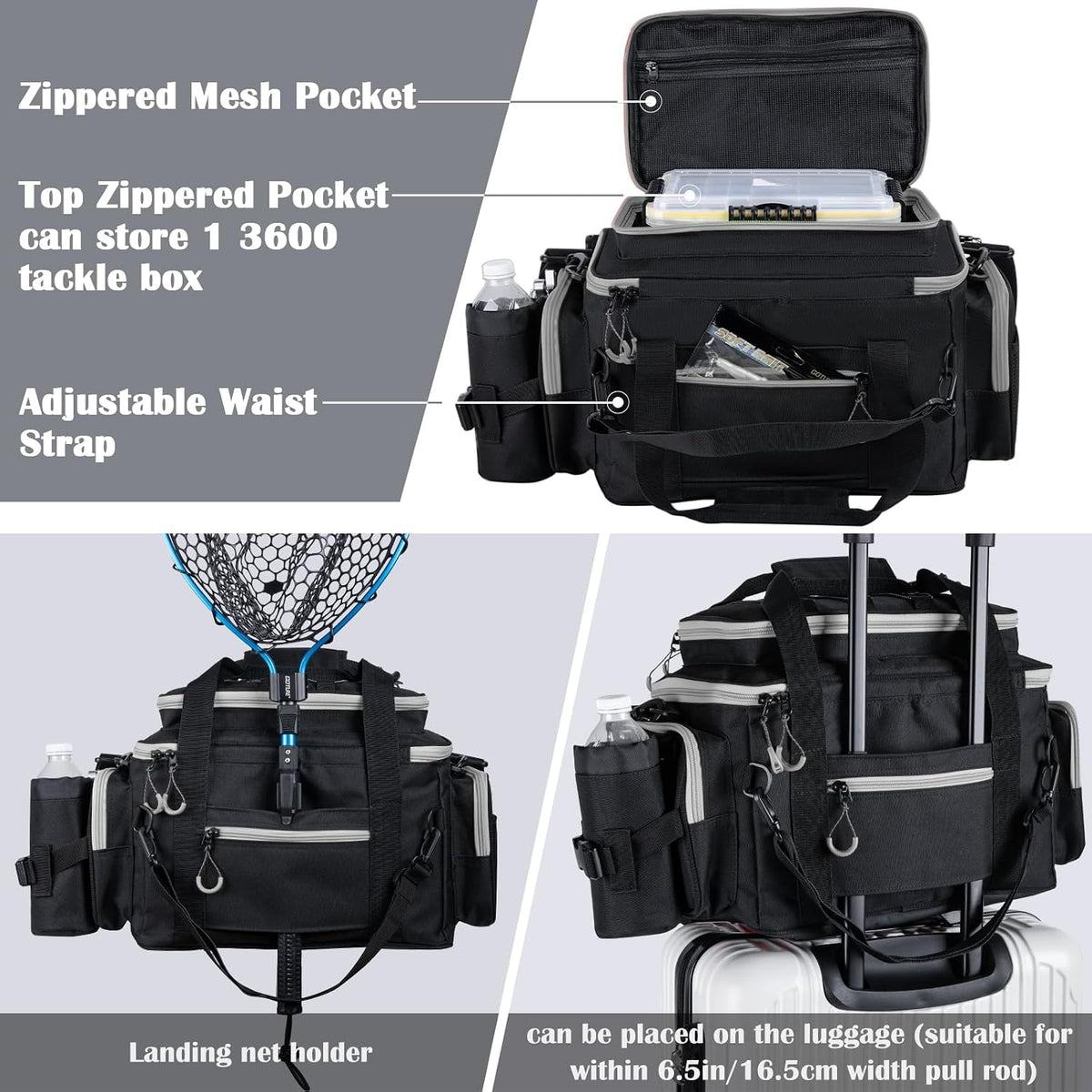 Goture Fishing Tackle Bag with 4PCS 3600 Tackle Boxes