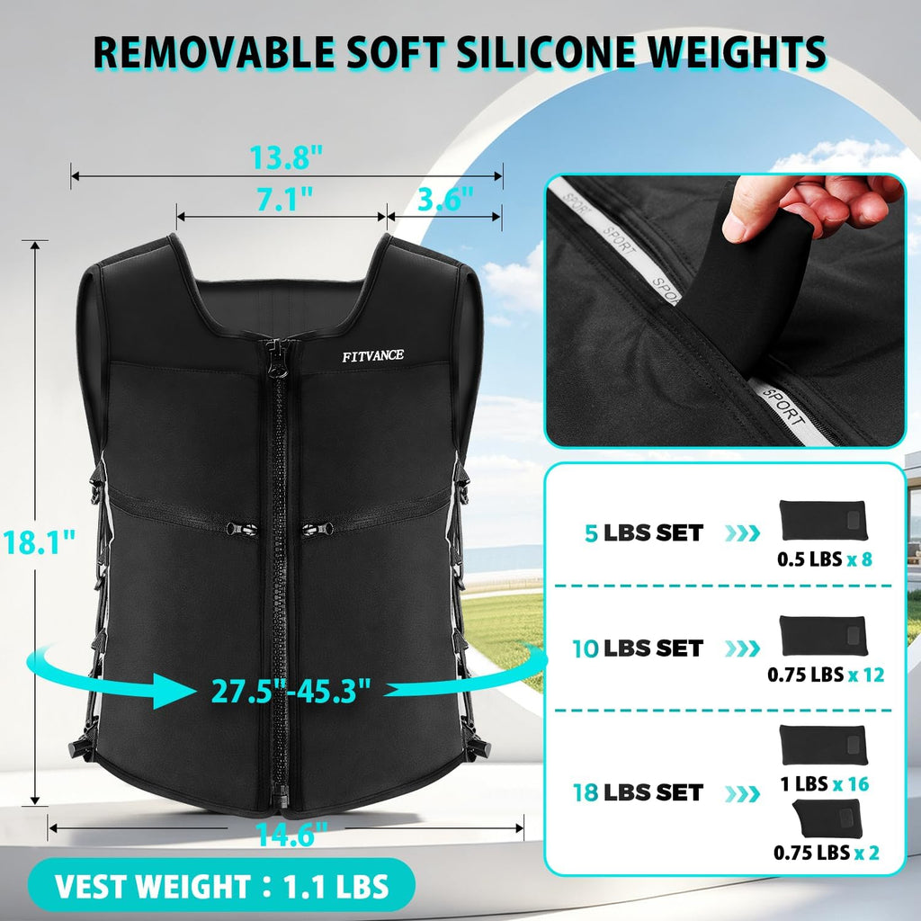 5/10/18lb Adjustable Weighted Vest Women w/Silicone Weights,Walking Vest