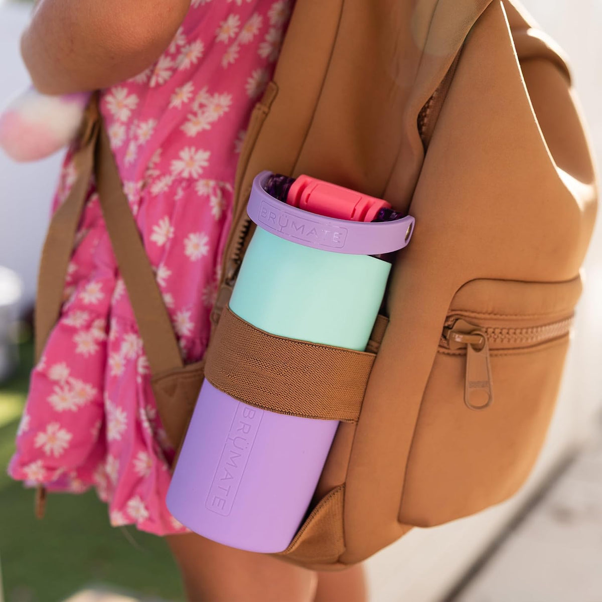 BrüMate Rise 18oz Water Bottle with Covered Silicone Straw | 100% Leakproof Insulated Kids Water Bottle | Cup Holder Friendly Base | 18oz (Mocha)