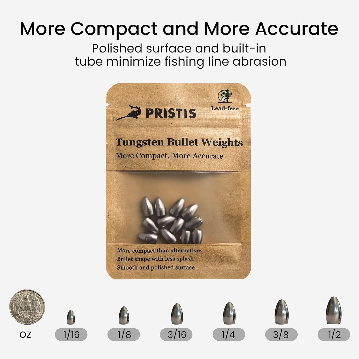 Pristis 12 pcs Tungsten Fishing Weights, Compact Bullet Sinkers