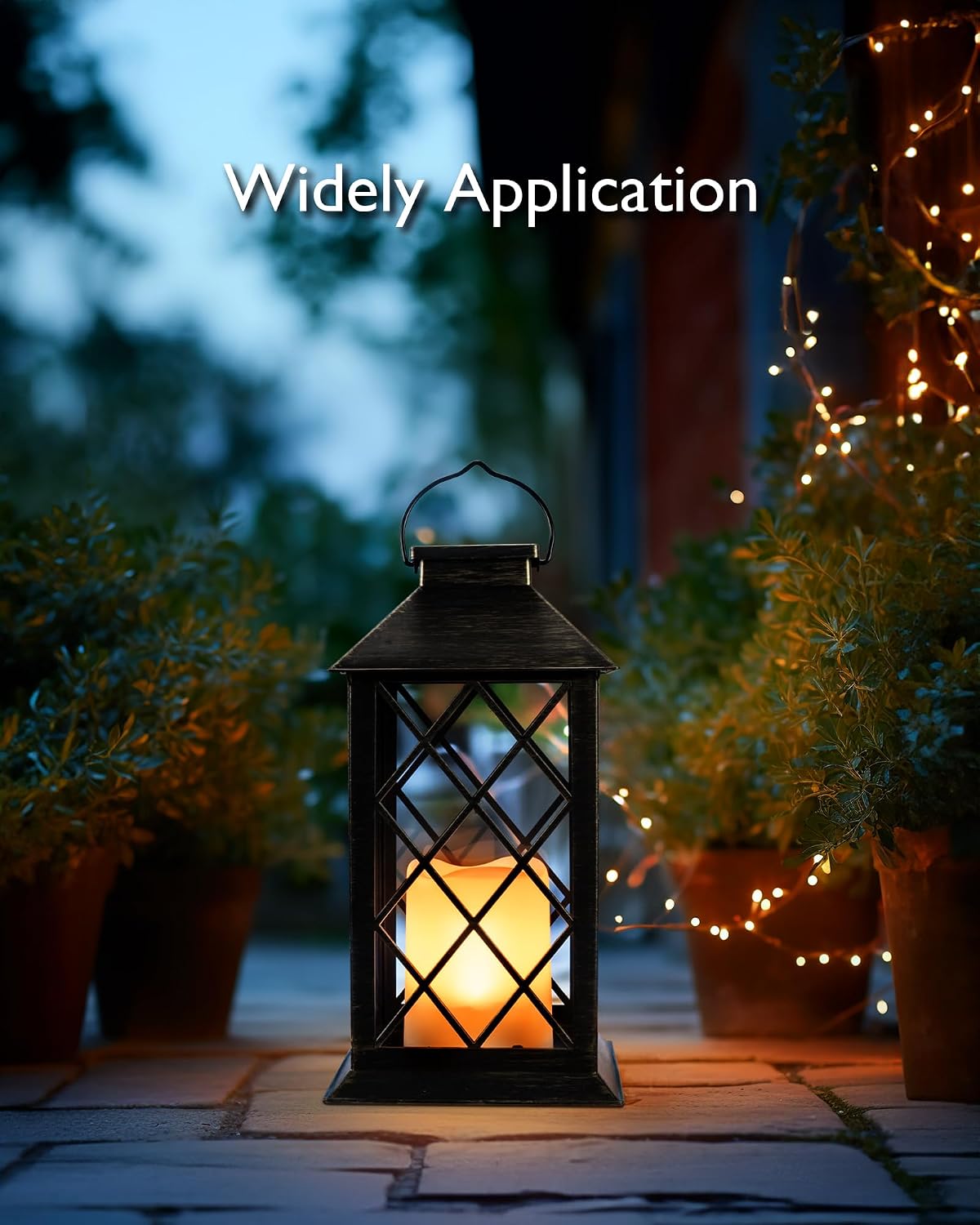 Homemory 2 Pack 13'' Copper Solar Lanterns, Flickering Flame Hanging Lights