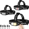 ATDOALL Rechargeable LED Headlamp, 3 Pack Lightweight Head Lamps for Hiking
