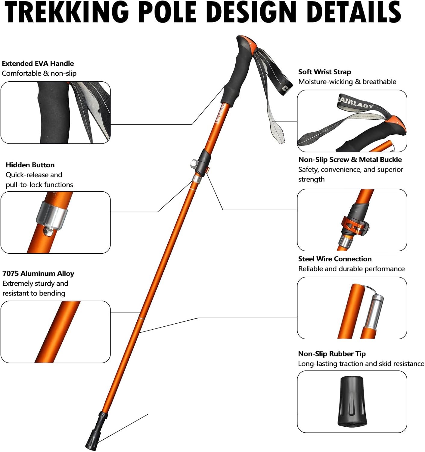 Deepfeel Collapsible Trekking Poles Folding Hiking Poles