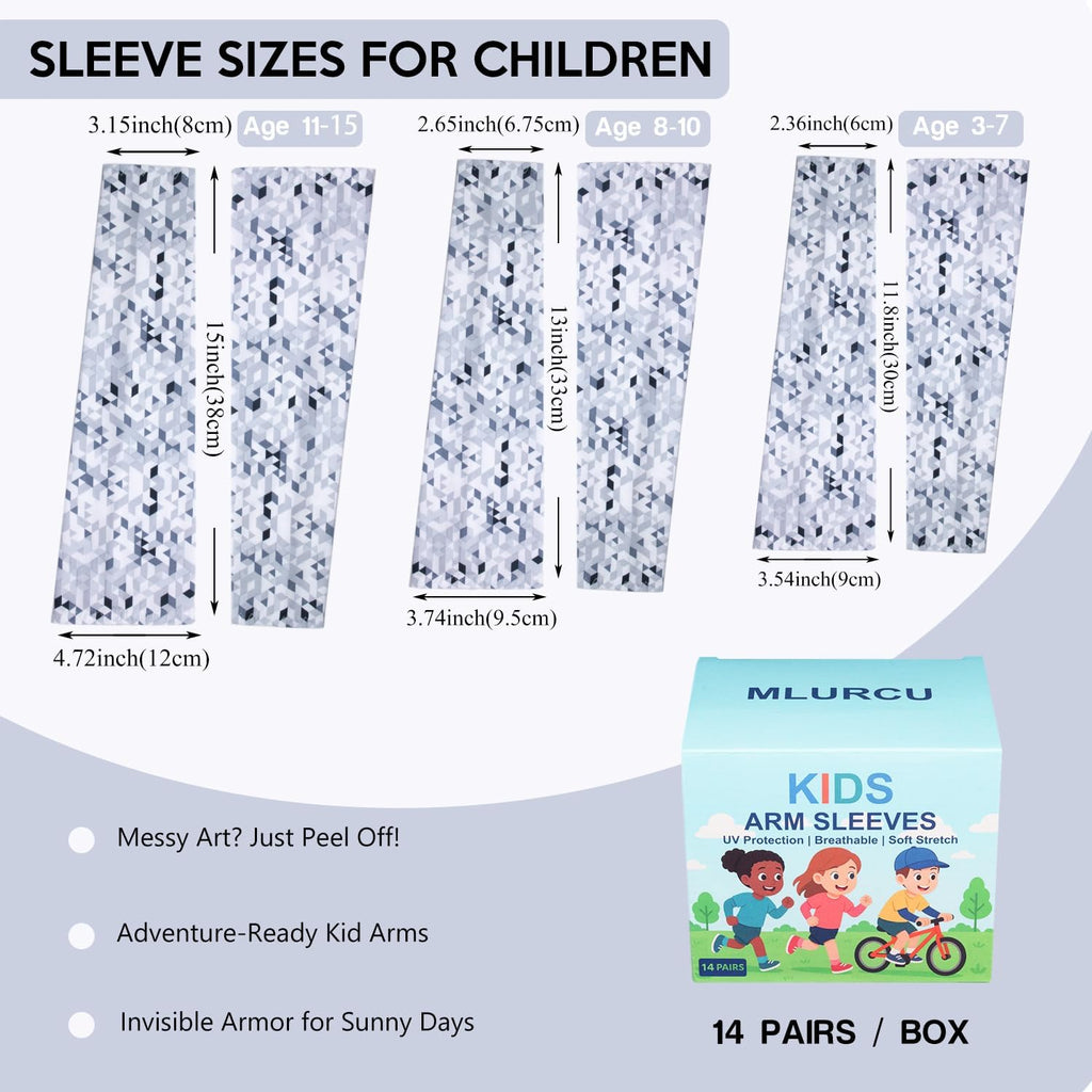 14 Pairs Arm Sleeves for Kids Youth Football Baseball Basketball UV Sun Protection Cooling Arm Sleeves for Boys Girls