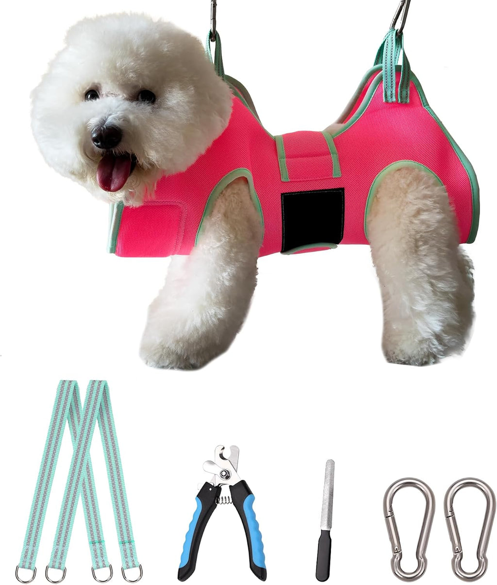 Kkiimatt Dog Grooming Hammock Harness, Hanging Harness Holder for Nail Clipping, Nail Trimming Hammock with Wide Strap, Grooming Sling Hanger Restraint Bag for Claw Care (XX-Large 65 LB Max/Turquoise)